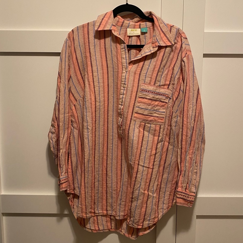 Maeve by Anthropology Linen / Cotton Oversized Shirt